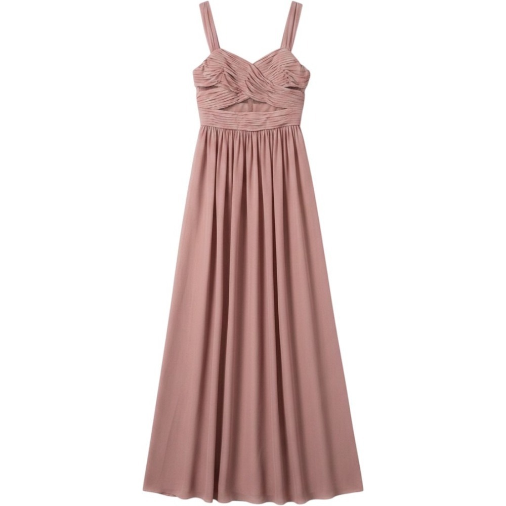 Birdy Grey Jane Maxi Dress Womens XL Mauve Bridesmaid Formal Cutout Ruched Gown